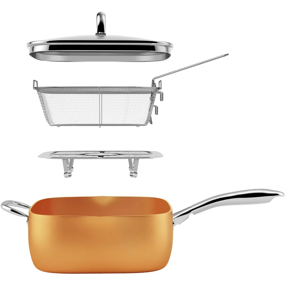 Nonstick Ceramic Deep Square Frying Pan Set