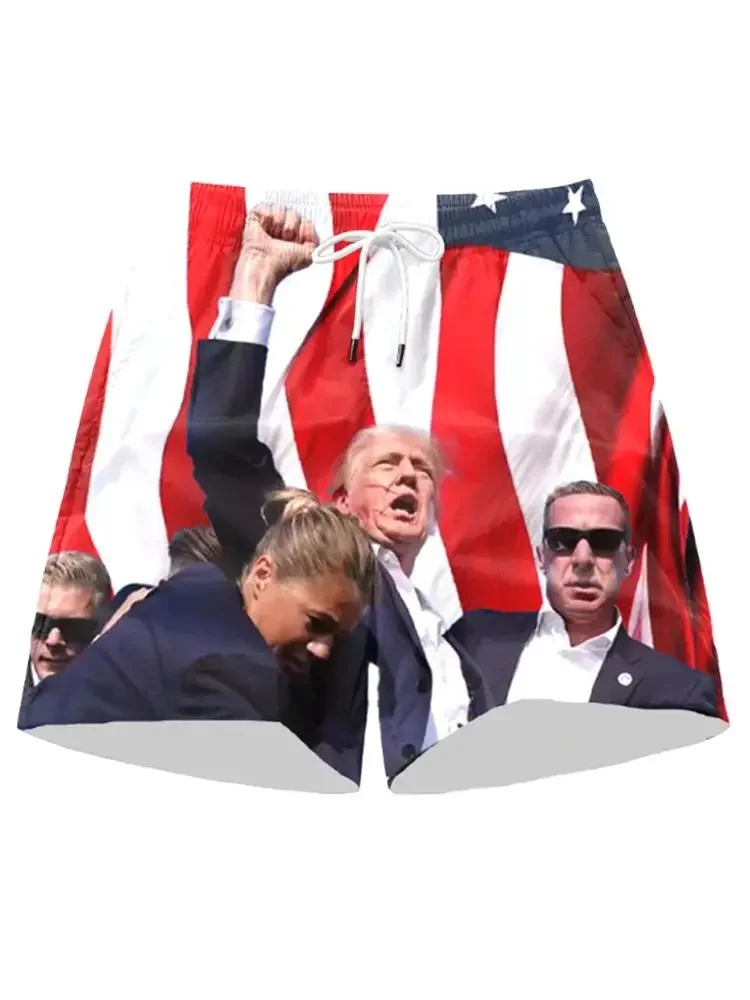 2025 American Flag Donald Trump shorts Trump Election shooting picture Print Return Shorts Boys Beach Pants 2