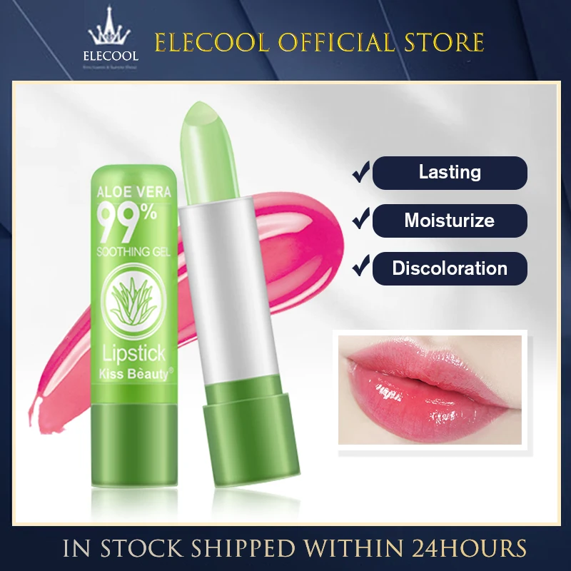 

1PC Moisture Lip Balm Long-Lasting Natural Aloe Vera Lipstick Color Mood Changing Long Lasting Moisturizing Lipstick Anti Aging