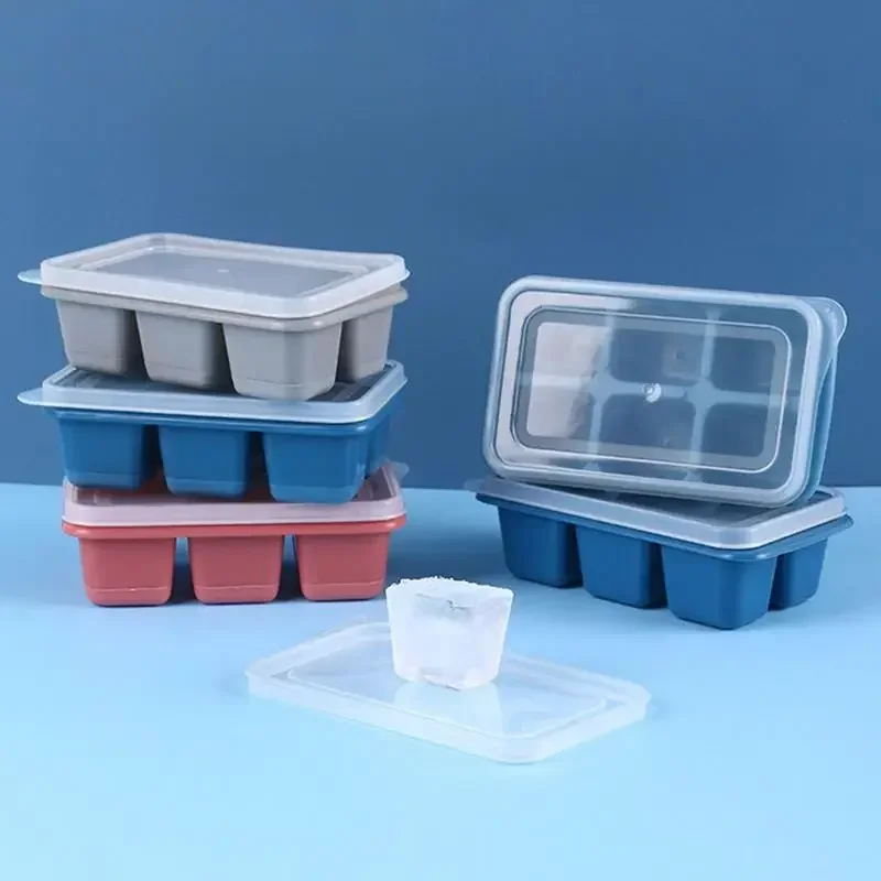 6 Grids Silicone Ice Cube Mold Maker Square Large Whisky Tray Cream Mold Summer Ice Cream Tools DIY