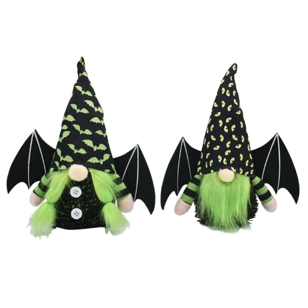 

2Pcs Halloween Gnomes Plush Luminous Wings For Tier Tray Decor Halloween Fall Tomte Swedish Gnome Faceless Doll For Table Decor