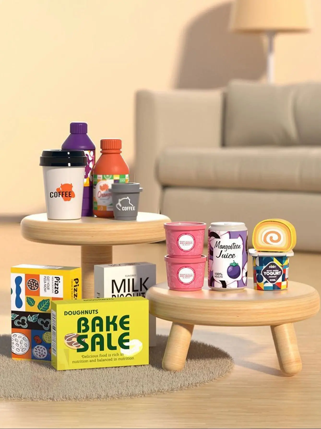 46Pcs Mini Supermarket Cash Register Toy Coffee Machine Cashier With Sound Light 16 46Pcs Mini Supermarket Cash Register Toy Coffee Machine Cashier With Sound Light