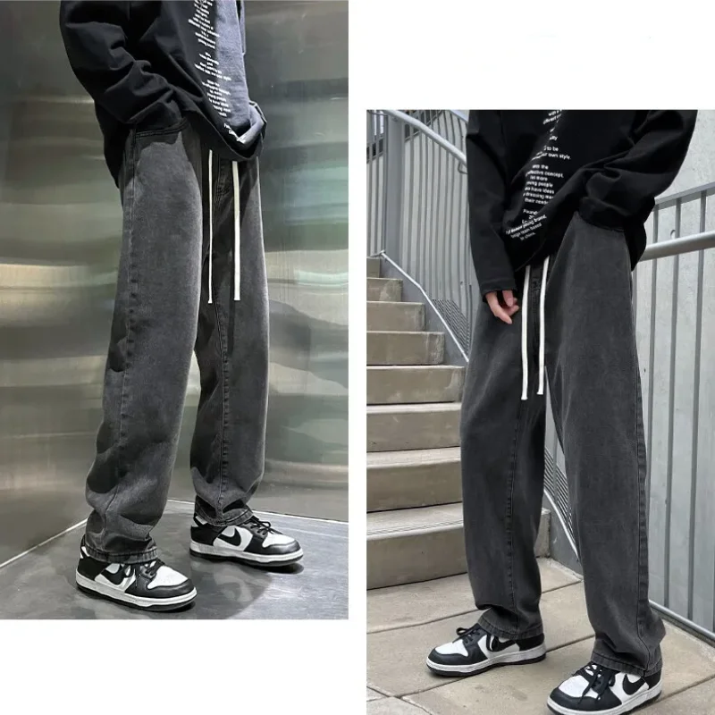 Autumn and Winter New Simplicity Fashion Men's Clothing Splicing Pockets Trend Drawstring Solid Color Versatile Casual Pants