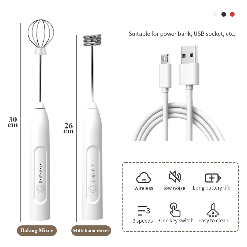 Egg Beater Electric Blender Milk Frother Electric Whisk Handheld Electric Whisk Electric Milk Frothers Handheld Wireless Blender USB Mini Coffee Maker Whisk Mixer Cappuccino Cream Egg Beater Food Blender