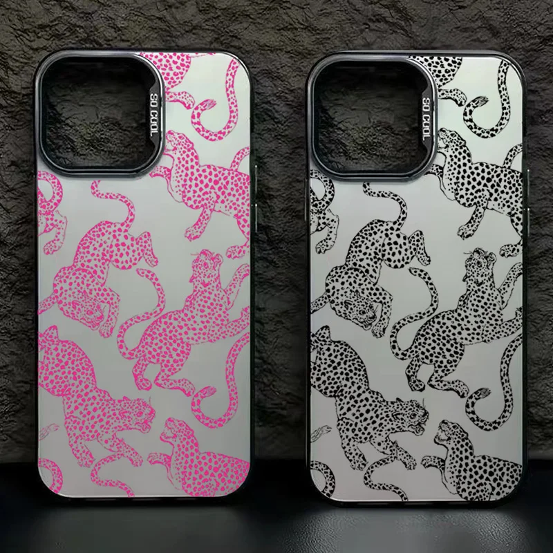 Stylish Black and Pink Leopard Print Shockproof Phone Case with Bumper Protection