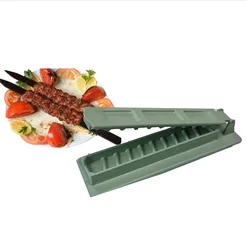 Kebab Maker BBQ Skewer Press - Reusable Plastic BBQ Tool (Green)