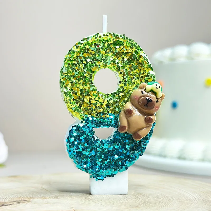 Niedliche Capybara-Kerze Nummer 0-9 Fußball-Kerze Kuchendekoration Capybara Geburtstagsparty für Kinder Babyparty Spielzeug Geschenke – Detail 11