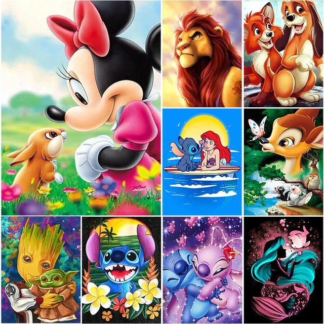 Disney-Pintar Por Número Para Adultos, Kit De Pintura, Flor Com Moldura,  Pintura A Óleo, Desenho Animal, Decoração De Parede Dos Desenhos Animados -  AliExpress