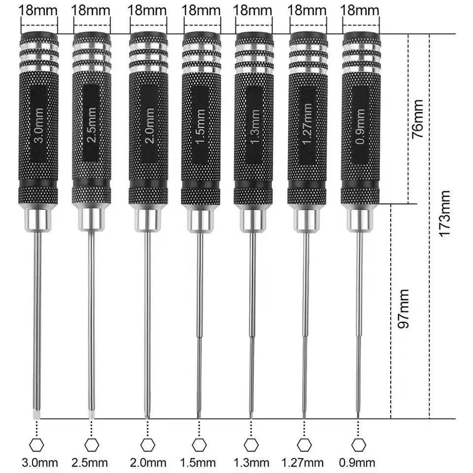 Lot de 7 Embouts Tournevis Hexagonaux pour Drone - Acier HSS