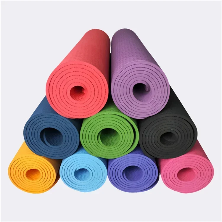 Fitness Pilates Anti Slip Eco Friendly Yoga Mat Print TPE Recycled Yoga Mat Black Fitness Double Colors