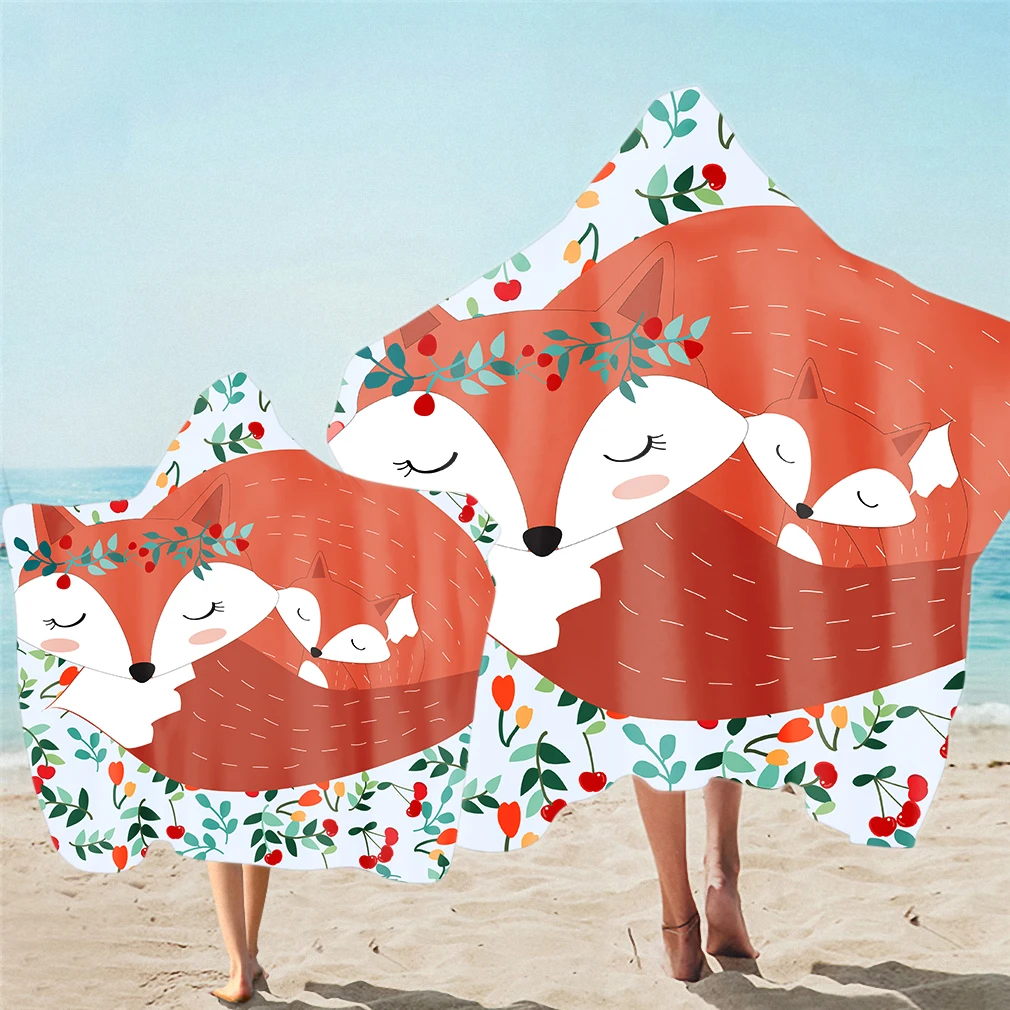 

Hooded Beach Towel for Adults and Kids, Swimming Towel,Fox,Rabbit,Swan,Hamster,Elephant,Swim Surf Spa Sauna Holiday Gift