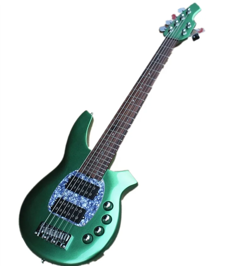 

Huiyuan Factory 6 strings Electric Bass Guitar with Metallic Green Body,6 string bass electric