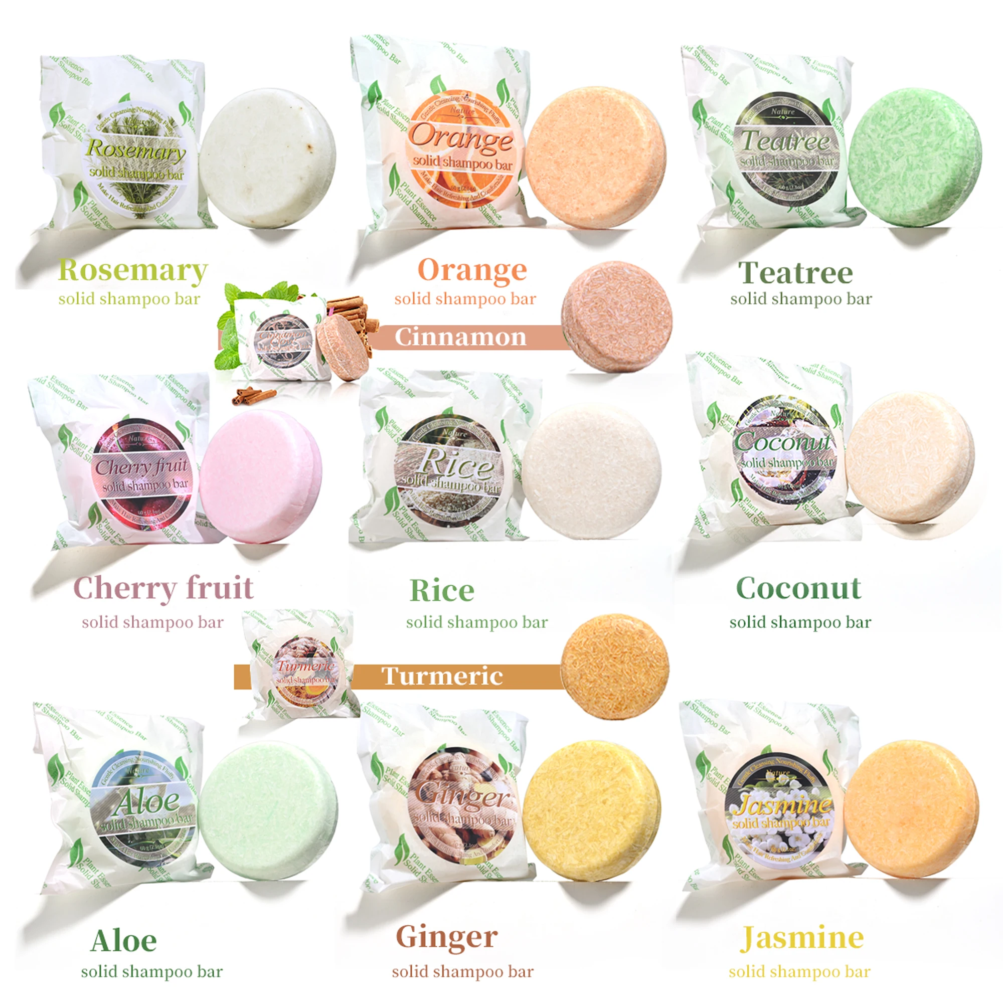 Jasmine shampoo bar plant essence hand soap essential oil soap oil control cleaning solid shampoo stick 5