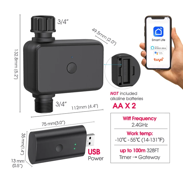 Zigbee Smart WiFi Timer with Gateway App Remote Control Alexa Google Assistant Compatible Rain Delay Irrigation History 2