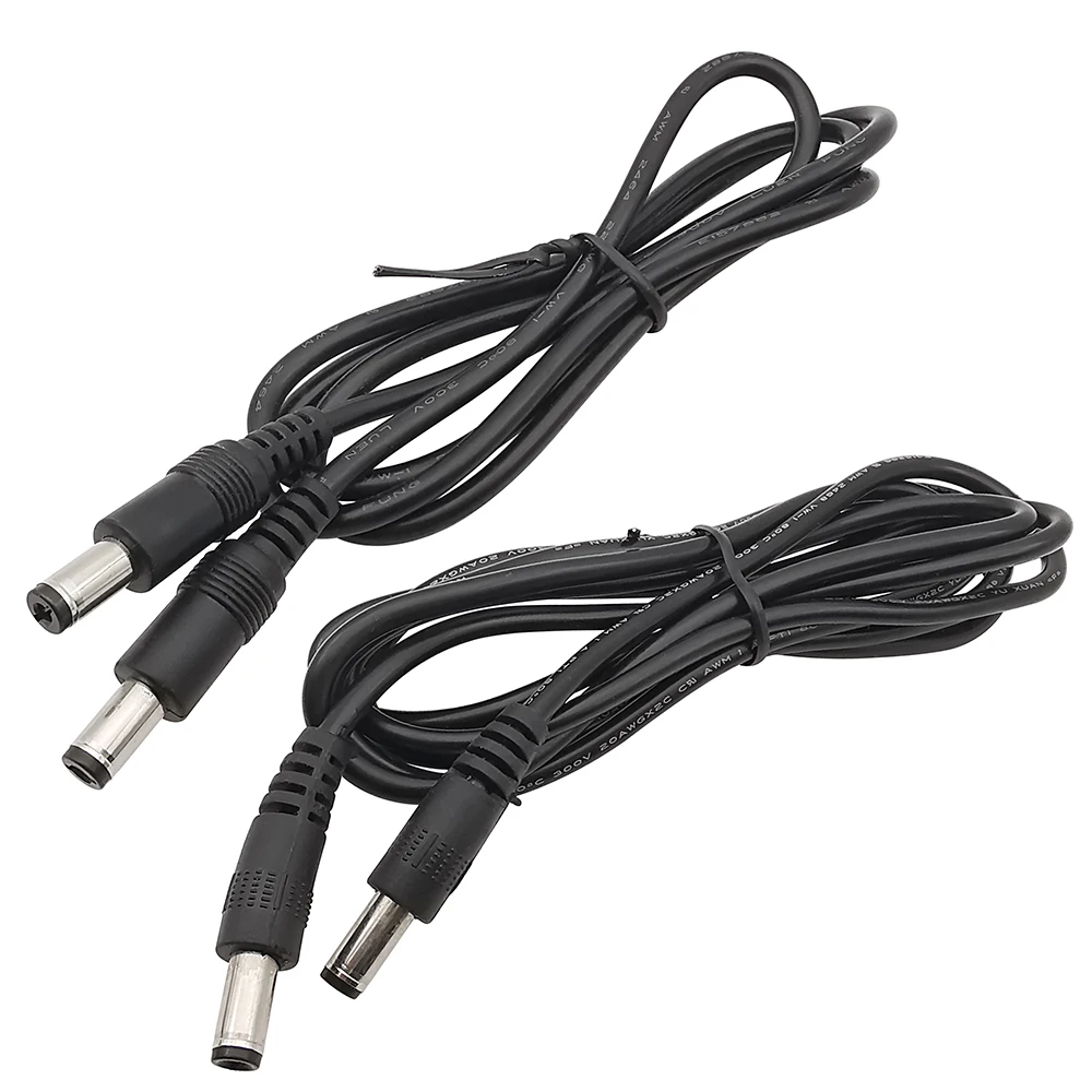 1 Stück schwarzes DC-Stromkabel 5,5 mm x 2,1 mm Stecker auf 5,5 mm x 2,1 mm Stecker, Verlängerungskabel für CCTV-Überwachungskamera