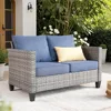 Patio Sofa All Weather Outdoor Furniture Loveseat Couch High Back Wicker Rattan Loveseat Couch for Yard Backyard Porch 1