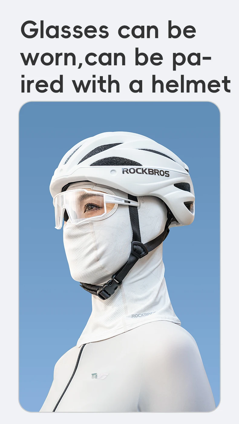 ROCKBROS Fahrradkappe Eisseide UPF50+ Radfahren Gesichtsmaske Kapuze Sturmhaube Atmungsaktive Outdoor-Sport Wandern Fahrrad UV-Lichtwechselschal – Detail 11