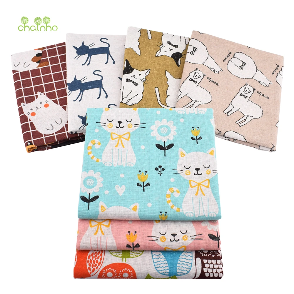 Chainho,Printed Cotton Linen Fabric,Cats,& Owl Serires,DIY Quilting & Sewing,Sofa,Table Clothes,Curtain,Bags,Cushion Material