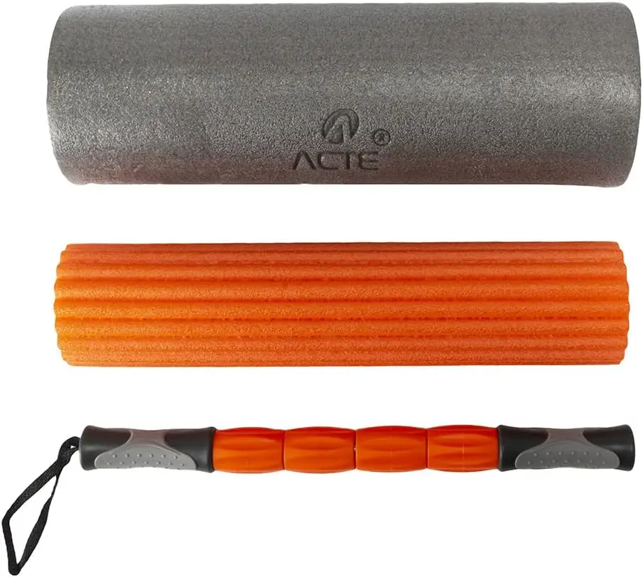 

Rolo de Massagem 3 em 1, T115 Rolo de Massagem, Rolo com Ranhuras, Bastã de Massagem, Esfera de Massagem, Rolo de Fisioterapia