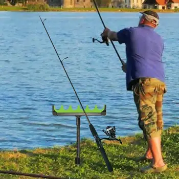 Fishing Rod Holder For Ground 2-Section Adjustable Fishing Rod Rack Stand Fishing Pole Bracket Beach Fishing Equipment For Men 3