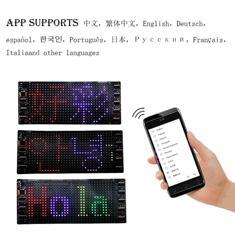 RGB Flexible Display Color Screen LED Module Strip Light App Bluetooth DIY Hat Clothes Bag Shoes Word Scroll Matrix Screen mini led light glow light ambient light