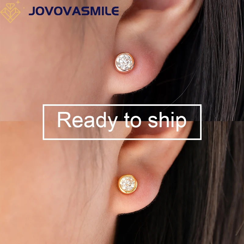 

JOVOVASMILE 2021 Luxury Brands Moissanite Diamond Earring Minimalist 925 Sterling Silver plated 18k earrings 0.5carat for Women