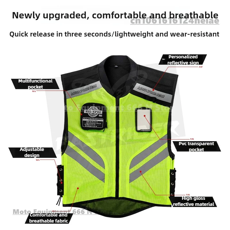 Motorcycle Safety Riding Suit Reflective Vest Motorcycle Cooling Vest Travel Night Fluorescent Breathable Biker