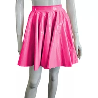 Plus Size Sweet Girl A-Line Goth Skirts Casual PVC Bottoms High Waist Faux Latex Slim Fit Mini Skirt Women Solid Sexy Club Skirt - Image 4