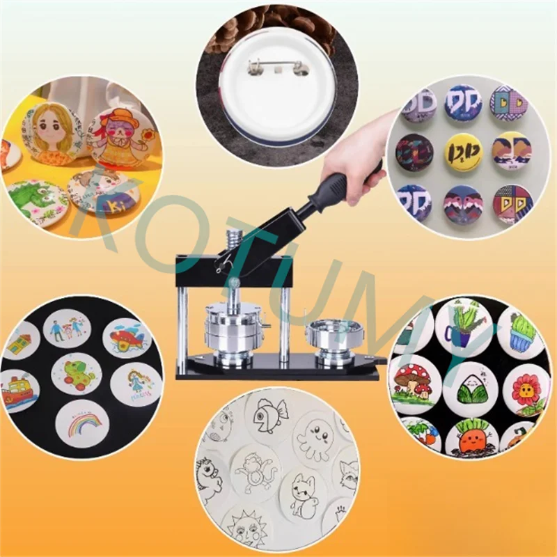 Badge Maker Machine DIY Button Pin Brooches Press Making Tool Comes with 100 Sets of Badge Materials and Circular Cutter