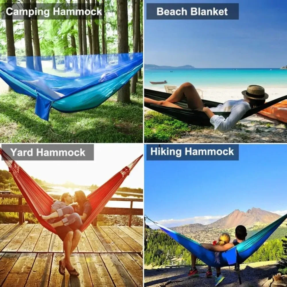Hammock Outdoor With Mosquito Net Adult Double Anti Rollover Anti Mosquito Camping Thick Mesh Bed Swing Nap Folding Picnic 4