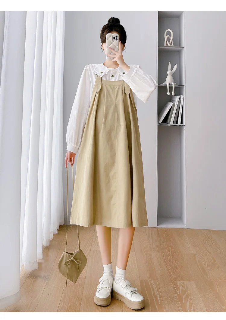 E75649# Maternity Clothes Suspender Plus Size Korean New In Matching Sets Maternity Dress Set