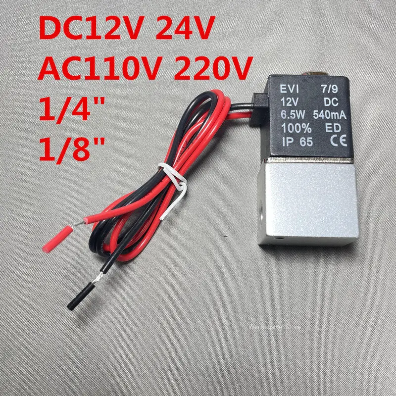 

DC 12V 24V 110V 220V Solenoid Valve 1/4" 1/8" 2 Way Normally Closed Direct-acting Pneumatic Valves for Air Valve Water Gas Hot