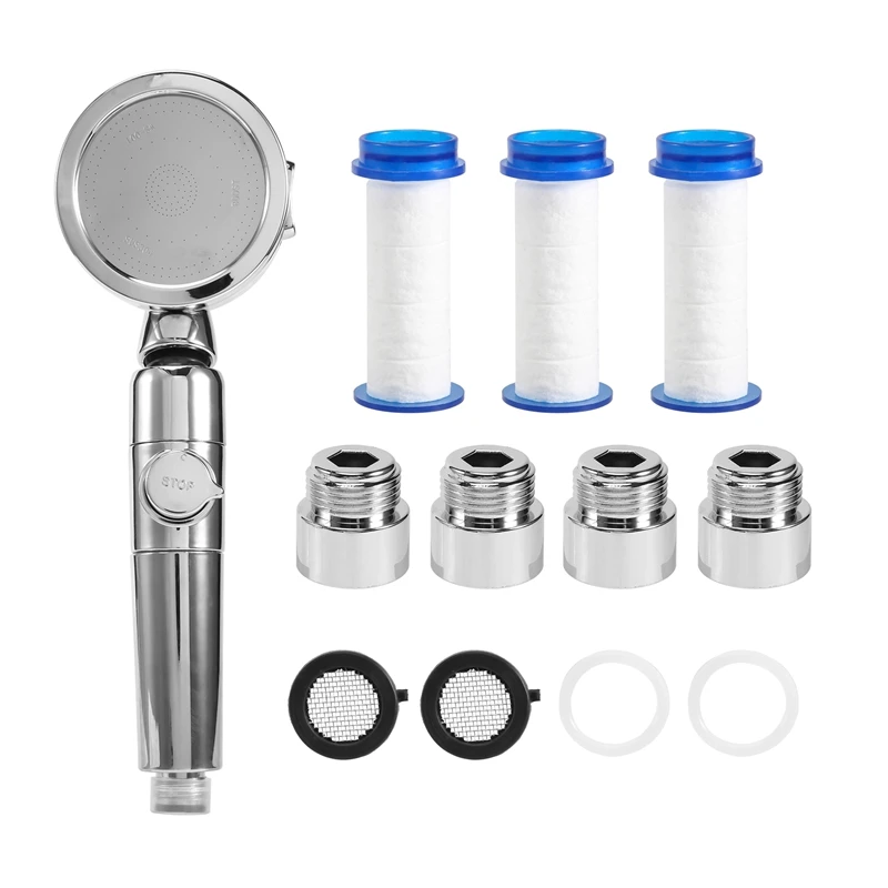 

Лейка для душа, водосберегающий душ, трехступенчатая модель, очистка воды увеличивает давление, G1/2 с 4 адаптерами и 3 фильтрами