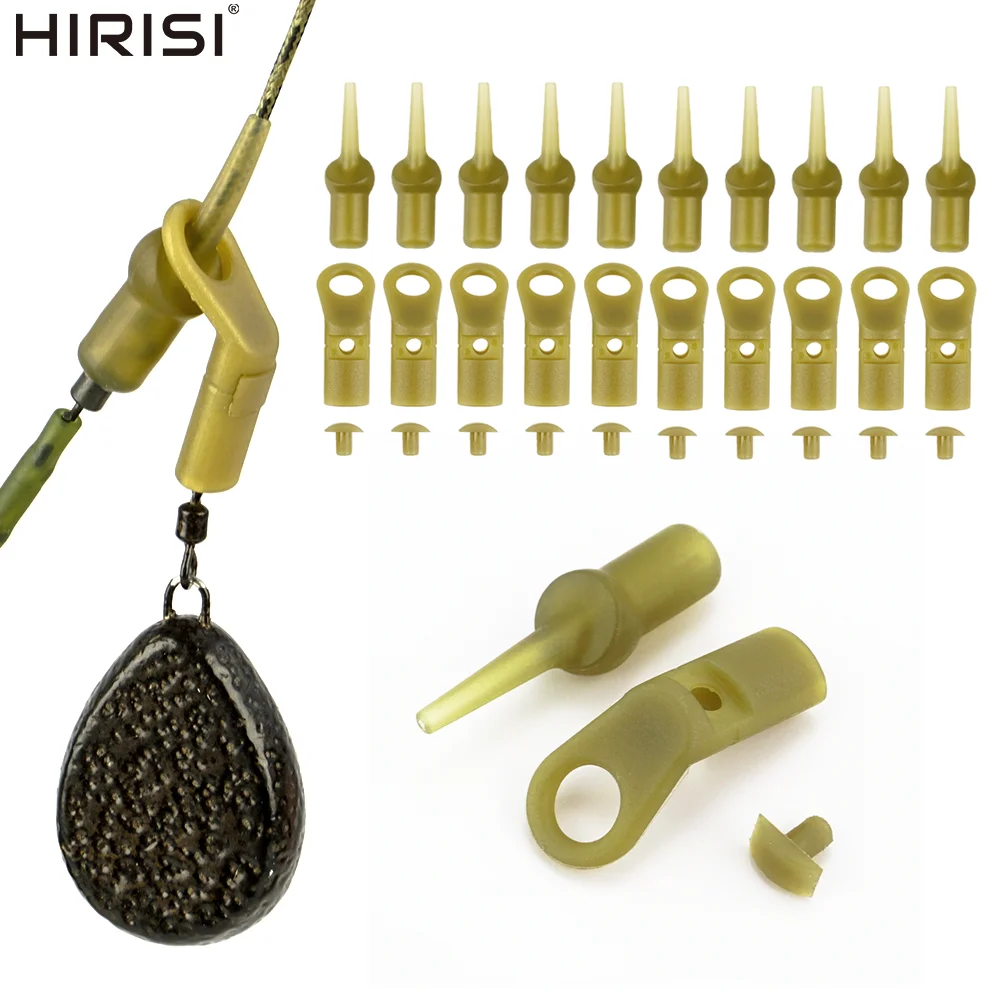 Hirisi 10set Karpfen Angeln Drop Off Run Ring mit Gummi Perlen Quick Release Terminal Tackle für Chod Hubschrauber Rigs Zubehör