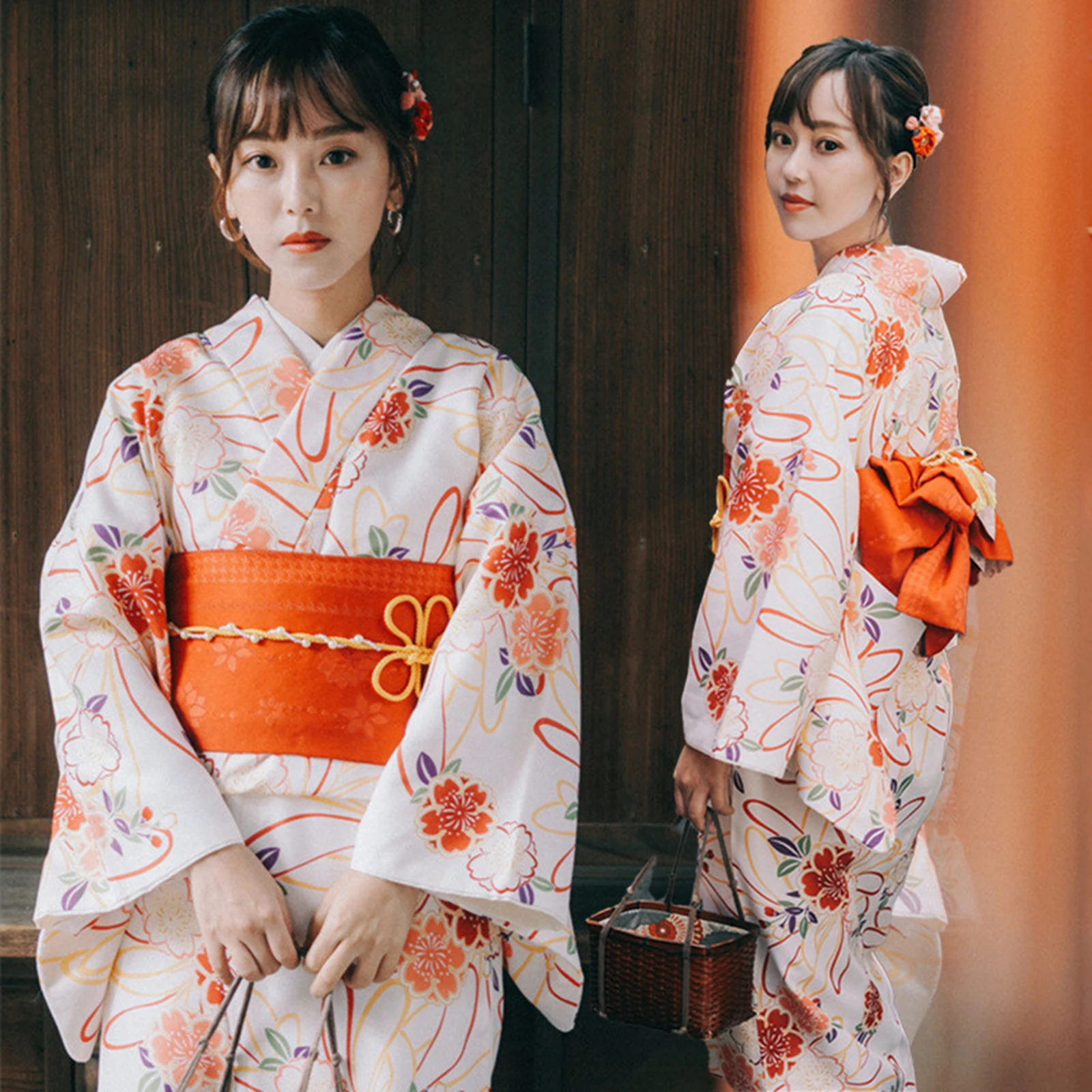 Women Japanese Kimono Lightweight Traditional Yukata for Festival Performance
