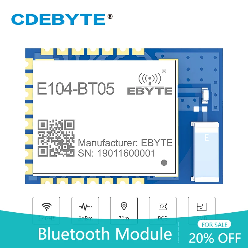Беспроводной модуль TLSR8266 Bluetooth BLE4.2 UART SMD E104-BT05 70 м | Электронные компоненты и
