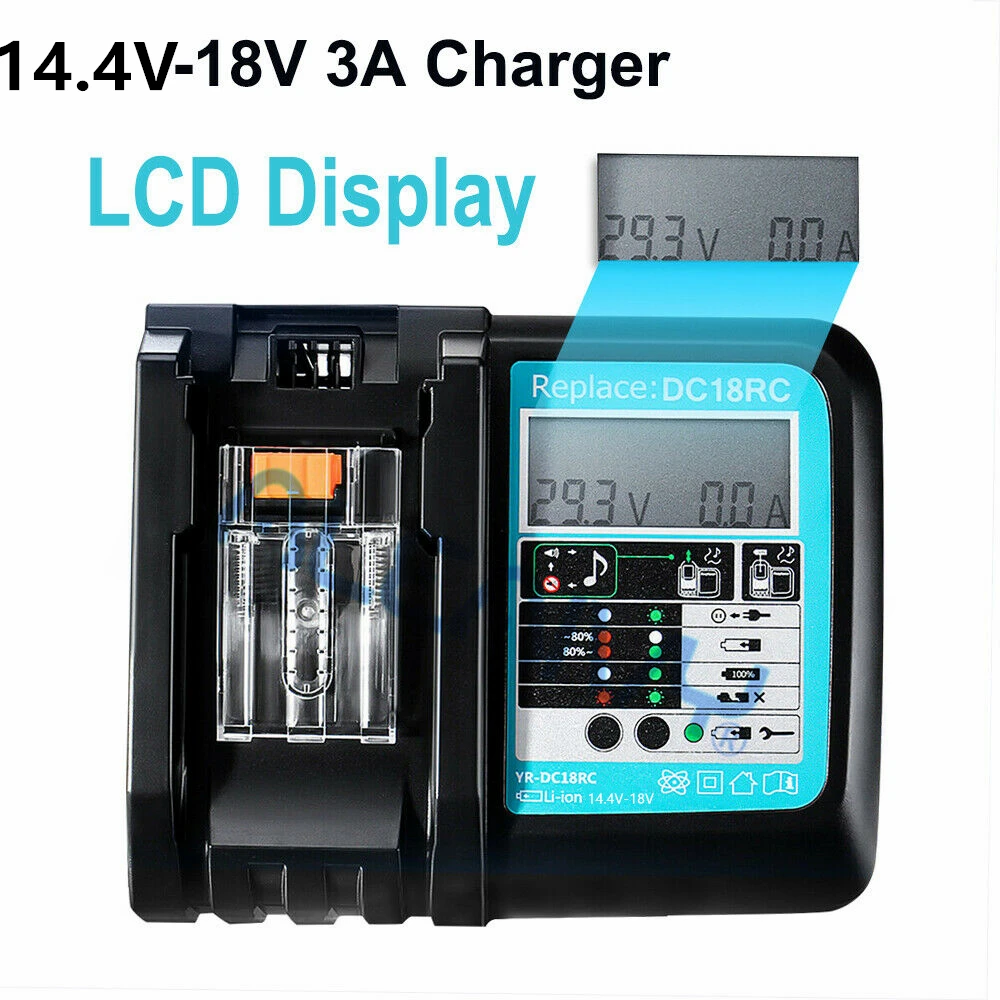 

18V battery charger 14.4V BL1445 BL1440 BL1430 BL1860 BL1840 BL1850 charging BL1860B spare battery charger DC18RF 3A LCD