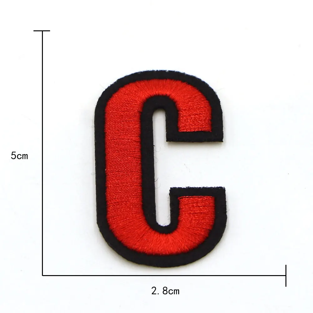 1pc roter Buchstabe a bis z gestickter Patch aufnähen/bügeln auf Patch Applique Kleidung Kleid Pflanze Hut Jeans Nähen Blumen Applikation DIY – Detail 6