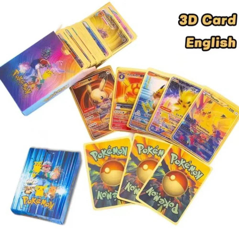 22024 50Pcs Pokemon 3D Shining Rainbow Cards English Vmax Gx Charizard Pikachu Trading Game Collection Battle Card Giocattoli Per Bambini