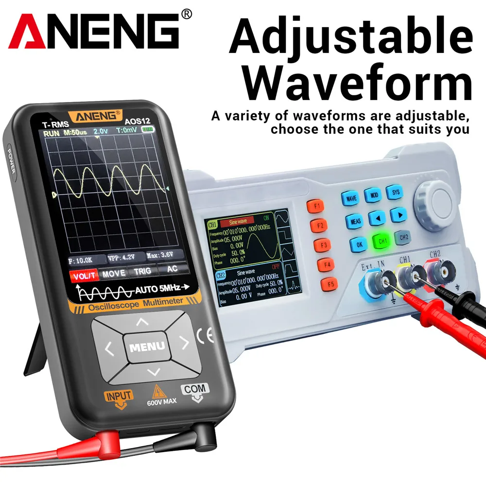 2-in-1 Digital Oscilloscope Multimeter 5MHZ 48MSa/s Sampling Portable Oscilloscope Multifunctional Electrical Test Tool