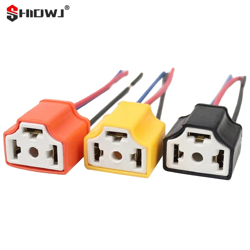 

High Quality H4 Three Holes Ceramic Wire Wiring Car Head Light Bulb Lamp Harness Socket Plug Hot Sale Auto H4 Connector Plug