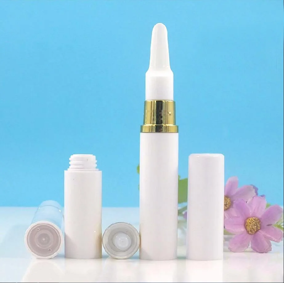 5ML10ml15ml  white airless bottle long Gold vacuum pump white lid lotion emulsion serum sample eye  essence skin care packing instant volume lip balm long lasting natural moisturizing remove dead skin reduce fine lines sexy plump repair serum lips care