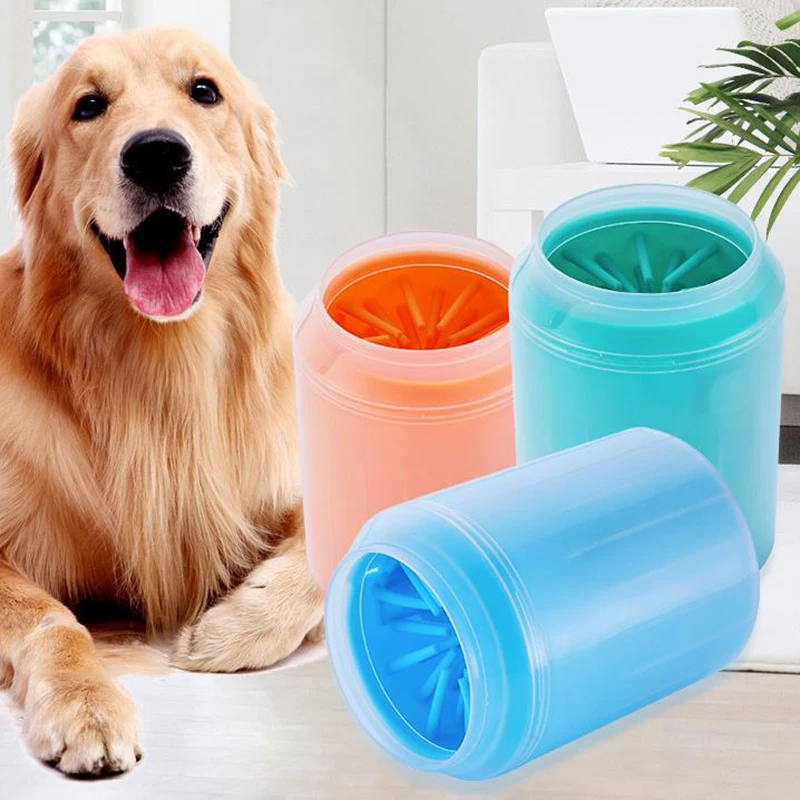 Pet paw cleaner soft silicone foot cleaning brush portable pet dogs towel foot washer cleaning bucket supplies