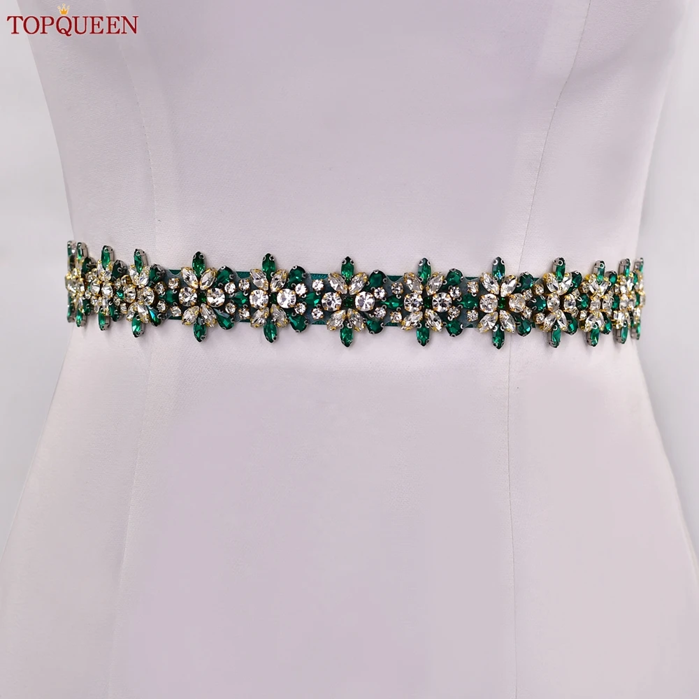 TOPQUEEN High-gradeDiamond Wedding Belt Golden Bride Dress RhinestoneBride  Belt For Wedding Decoration S130 - AliExpress