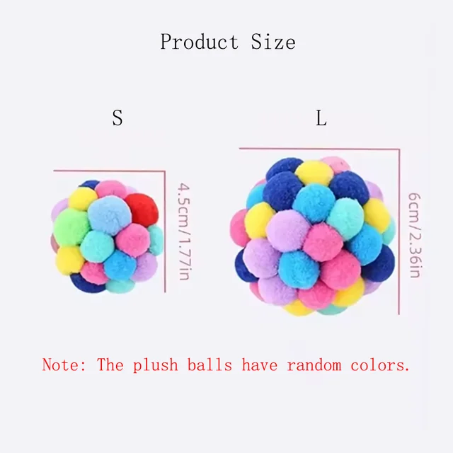 Cat Toys Cat Plush Ball Toy Pet Elastic Bell Ball Self Hi Ball Playing Cat Colorful Woolen Ball Pet Supplies 6