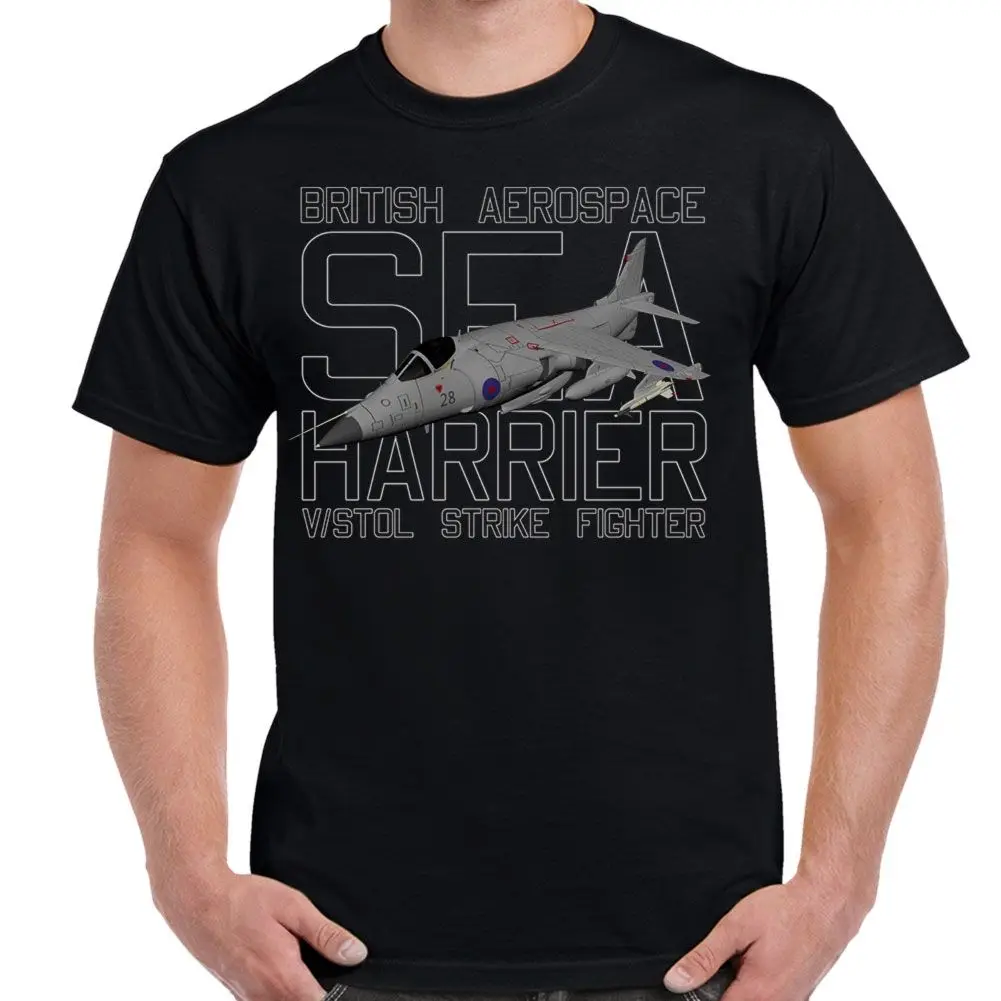 

British Aerospace Sea Harrier Jet Fighter Men T-Shirt Short Sleeve Casual Cotton O-Neck Summer T Shirt