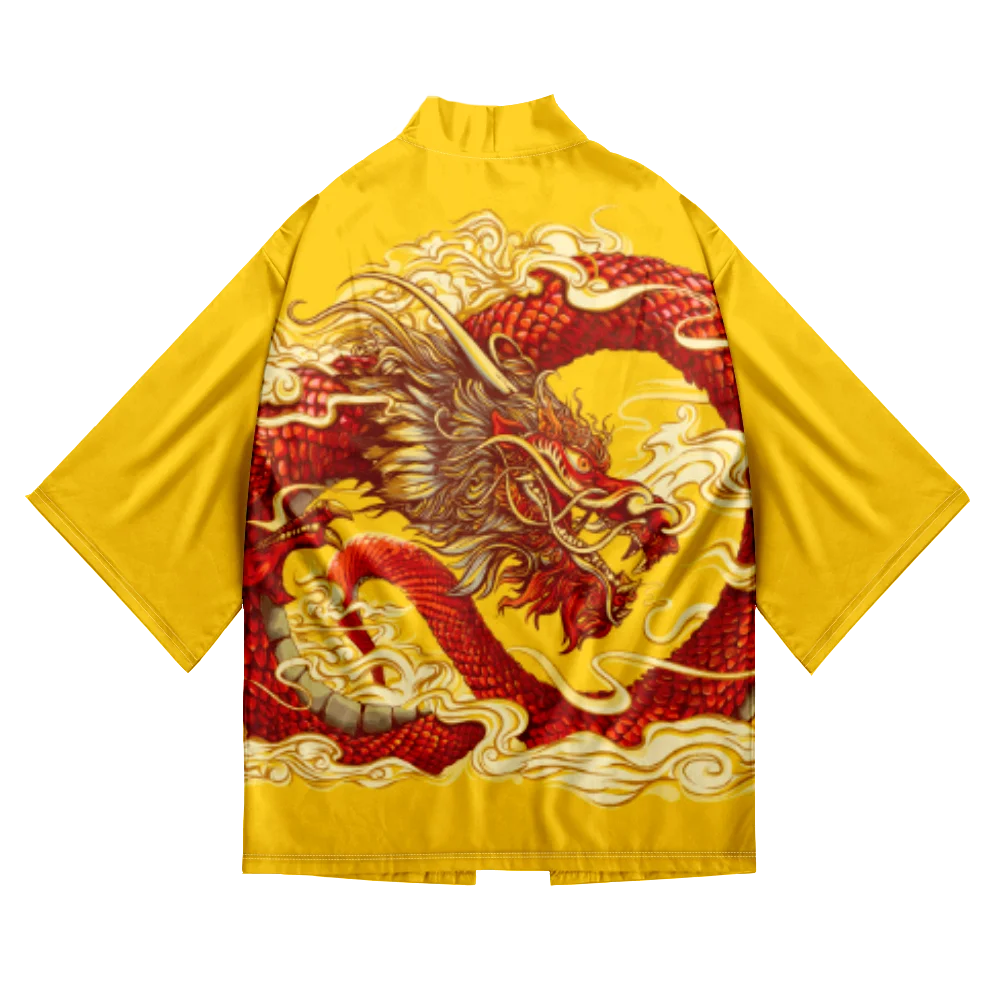 

Dragon Print Yukata Men Women Cardigan Hawaiian Shirt Traditional Haori Obi Cosplay Clothes Harajuku Kimono Japanese Fashion