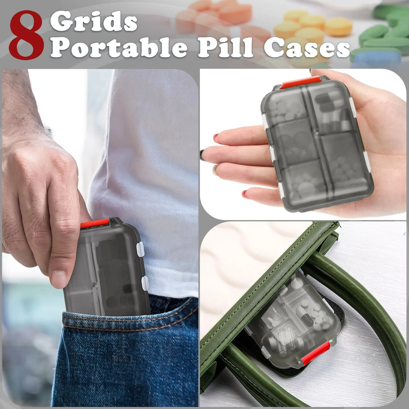 Oravel Pill Organizer 10 Compartments Pocket Pharmacy Portable Daily Medication Container Case for Travel Essentials Weekly