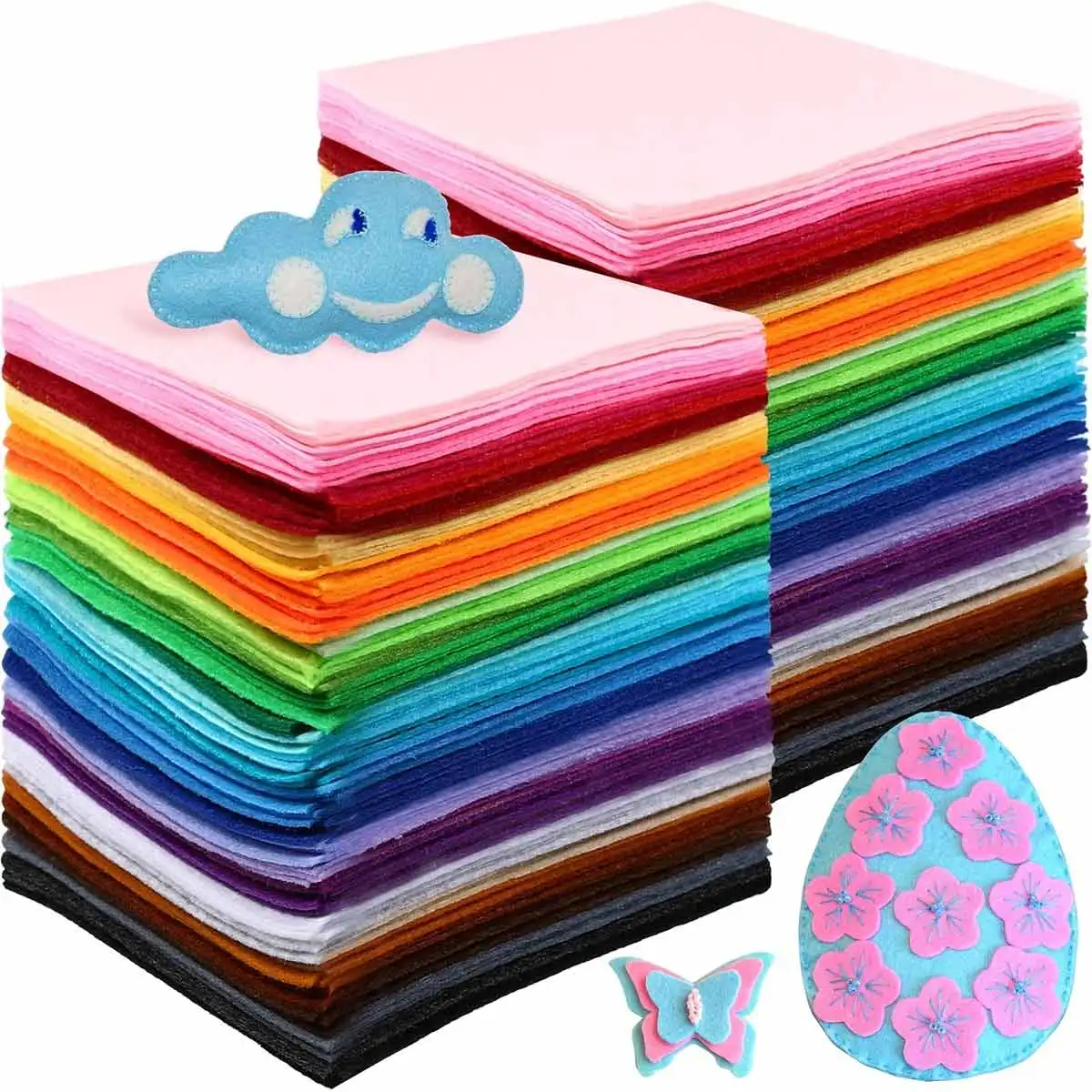 Felt Fabric Solid Color Pre Cut Blocks 40PCS Hand Wash Only Suitable DIY Handmade Sewing Projects And Decoration Production
