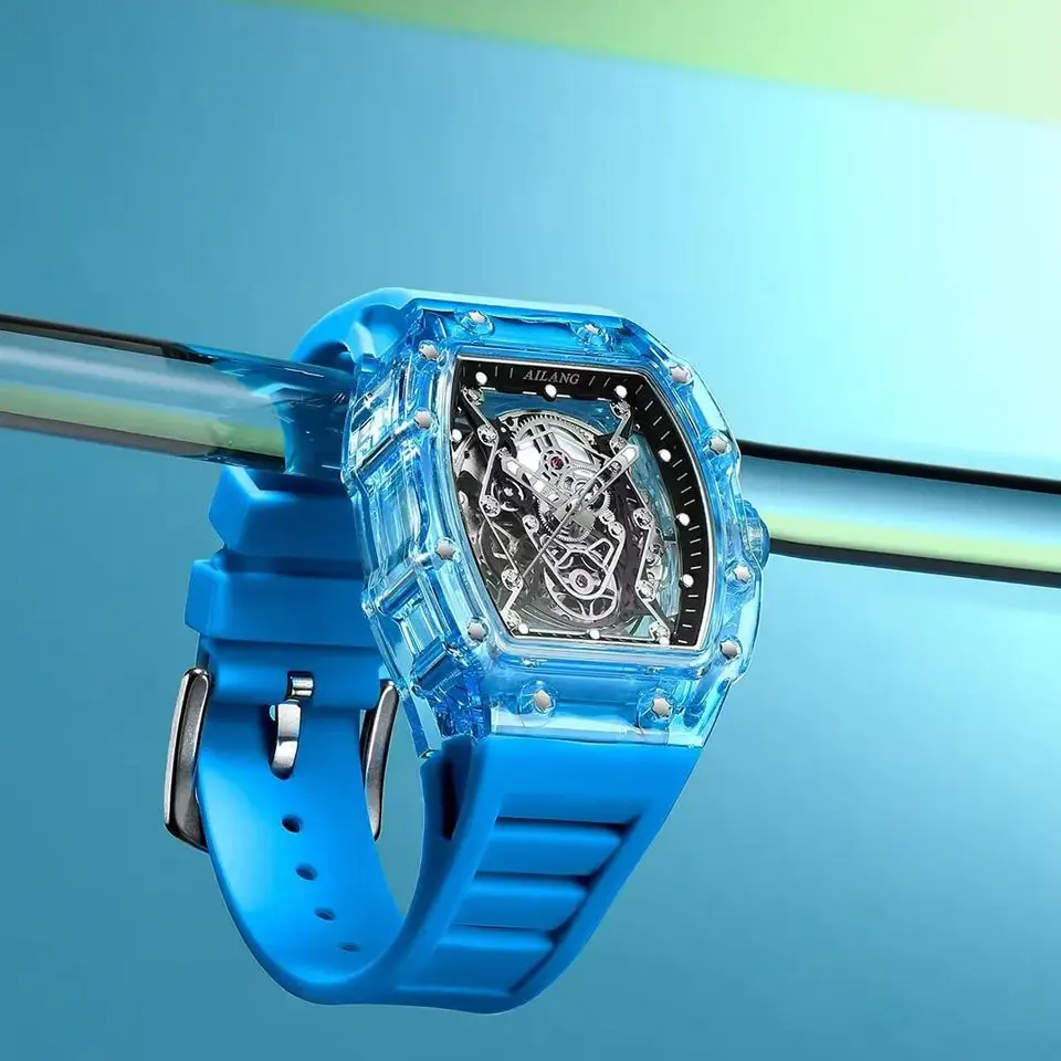 Ailang-relógio de Pulso Turbilhão Mecânico Masculino Forma de Barril Relógio Luminoso Automático para Menino Pulseira de Silicone Novo 2023 - Image 2